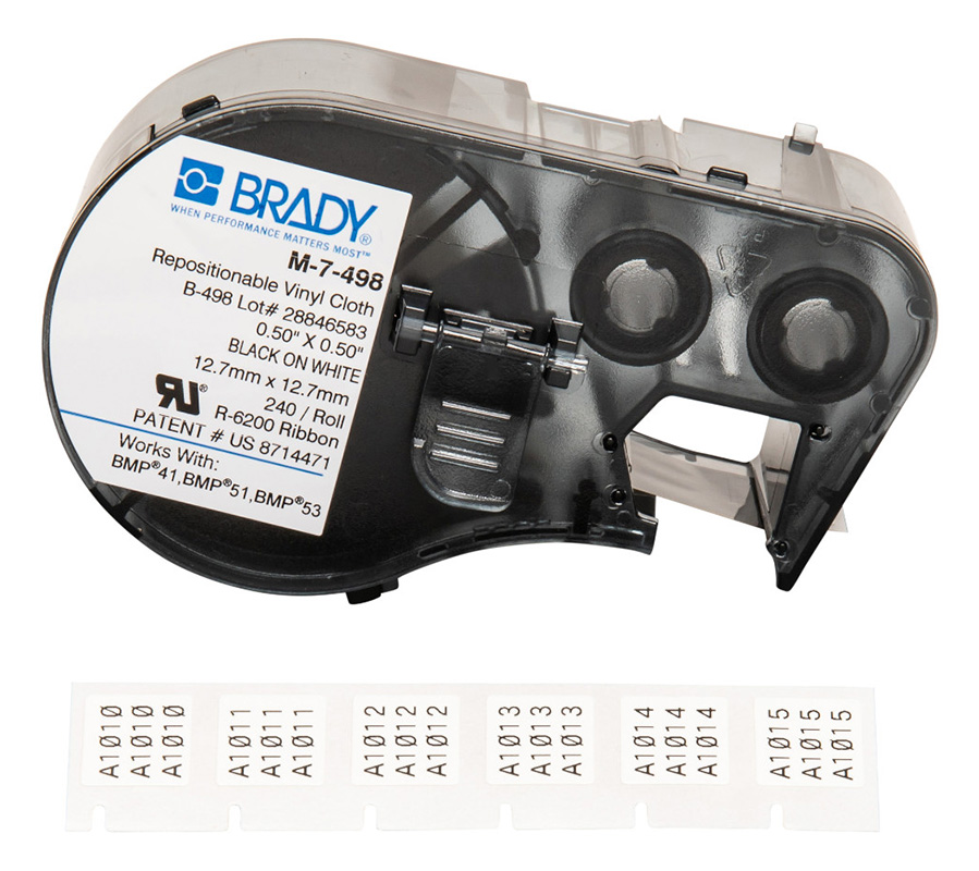 You Recently Viewed Brady B-498 BMP41, BMP51, BMP53 Repositionable Vinyl Cloth Wire and Cable Labels Image