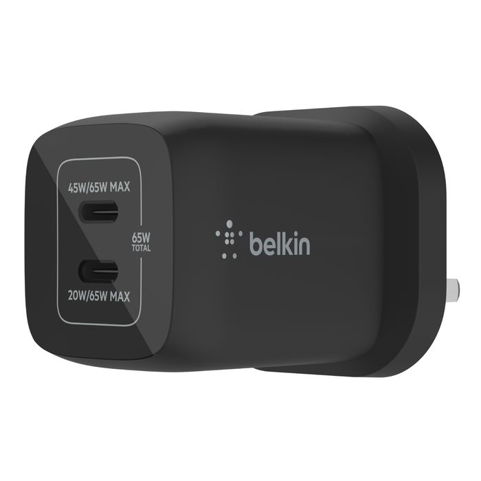 You Recently Viewed Belkin WCH013myBK BOOST CHARGE 65W PD PPS Dual USB-C GaN Charger Black - Universal Image