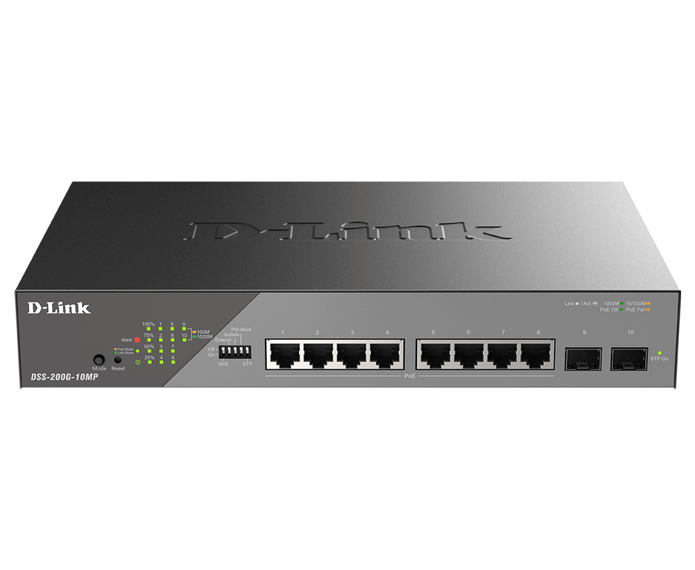 You Recently Viewed D-Link DSS-200G-10MP/B 10-Port Gigabit Ethernet PoE+ Surveillance Switch Image