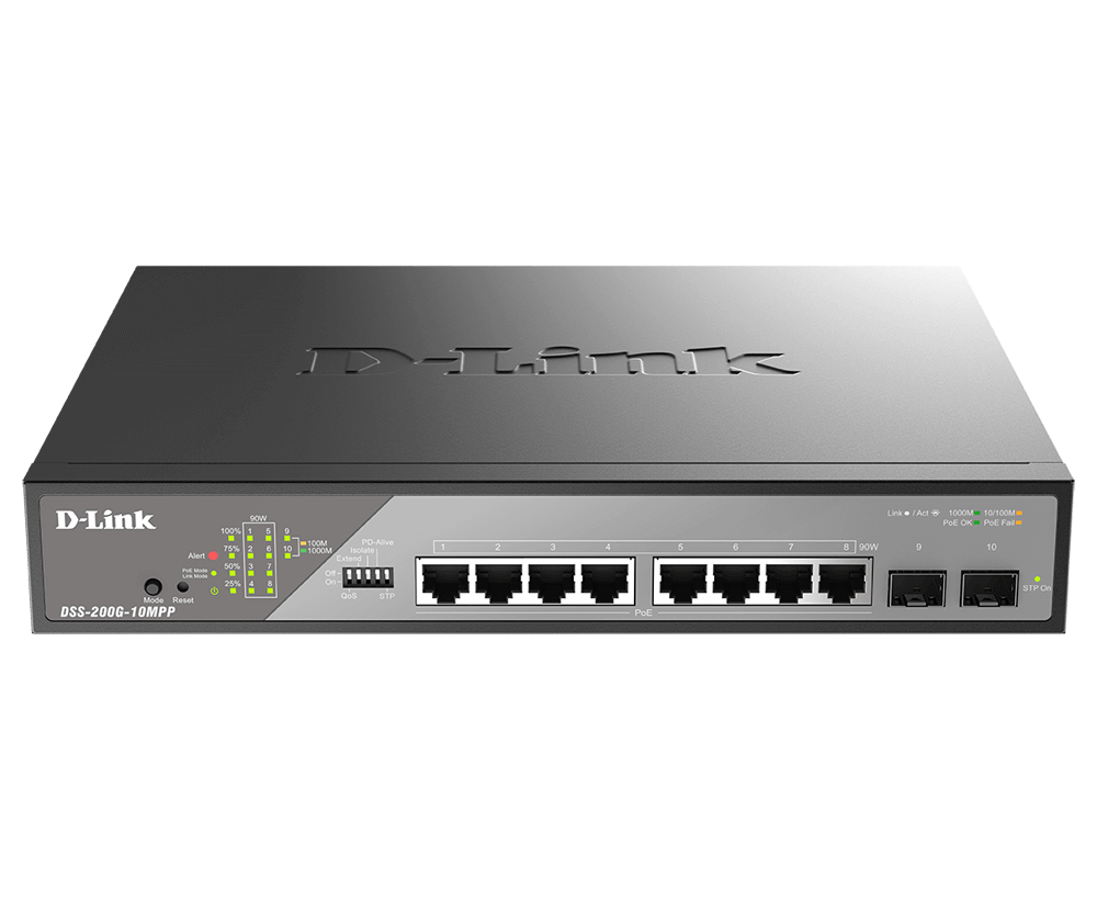 You Recently Viewed D-Link DSS-200G-10MPP/B 10-Port Gigabit Ethernet PoE++ Surveillance Switch Image