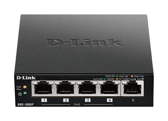 You Recently Viewed D-Link DGS-1005P/B 5-Port Desktop Gigabit PoE+ Switch Image