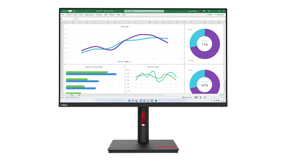You Recently Viewed Lenovo 63D3GAT1UK ThinkVision T32h-30 LED display 80 cm (31.5in) 2560 x 1440 pixels Image