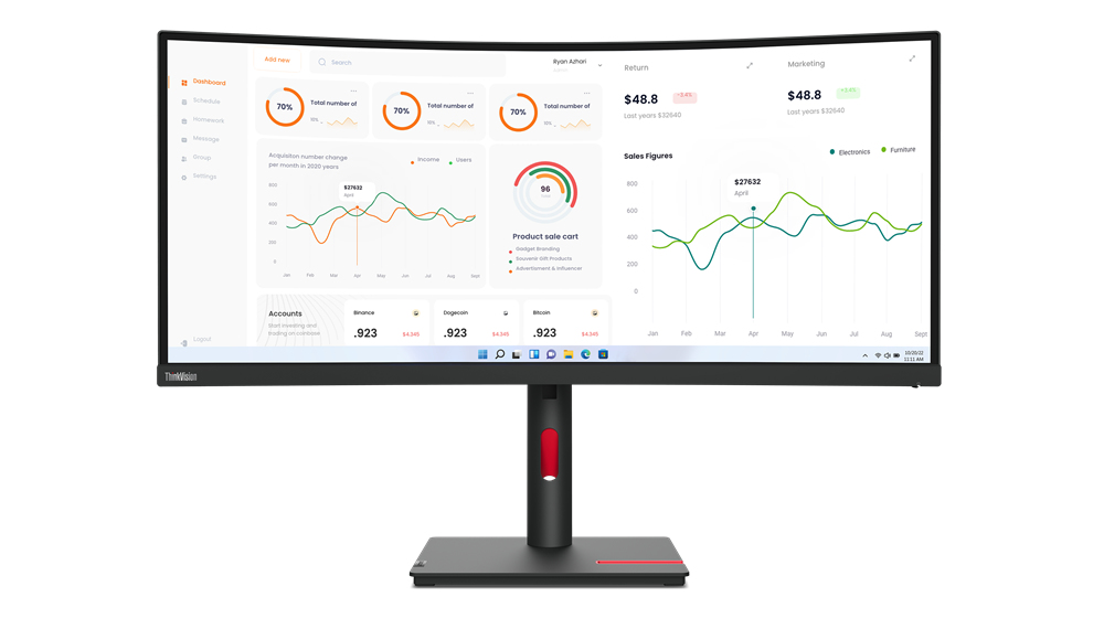 You Recently Viewed Lenovo 63D4ZAT1UK ThinkVision T34w-30 LED display 86.4 cm (34in) 3440 x 1440 pixels Image