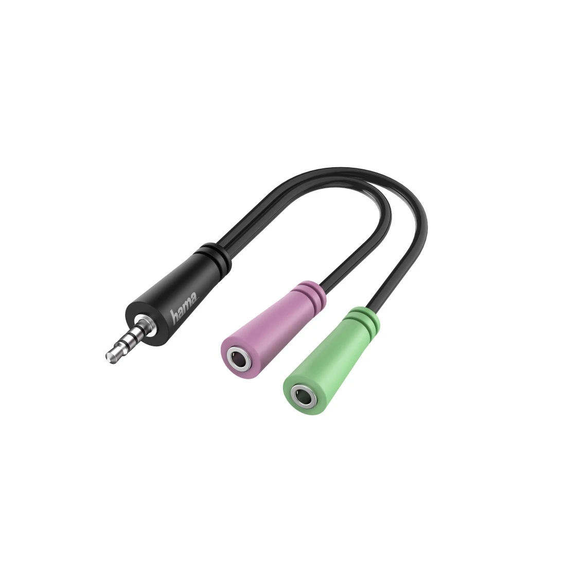 Hama 00200352 Audio Adapter, 4-pin 3.5 mm Jack Plug - 2 x 3-pin 3.5 mm Jack Headset