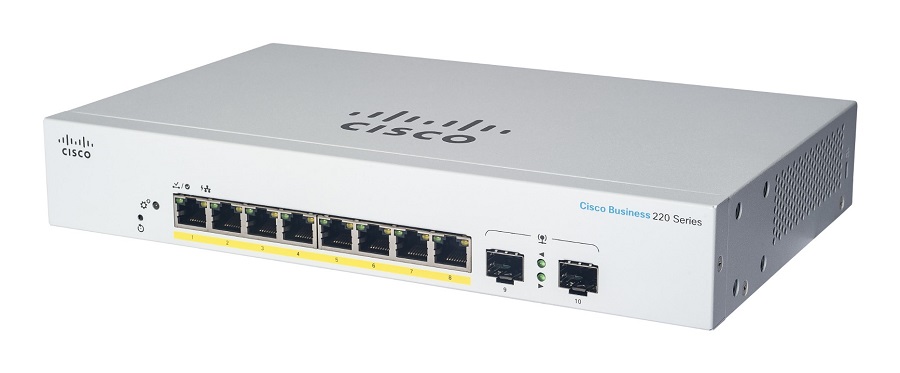 Cisco Business 220 CBS220-8P-E-2G 8 Ports Layer 2 PoE Switch - 65 W PoE Budget