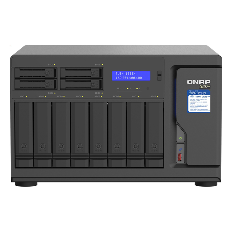 You Recently Viewed QNAP TVS-h1288X-W1250-16G 6-core 4.7 GHz 16GB 12 Bay Tower NAS Image