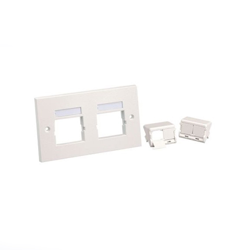 Panduit CFPUKS4SAW-2GY Mini-Com DoubleGang Faceplate Kit with, 4 Port white
