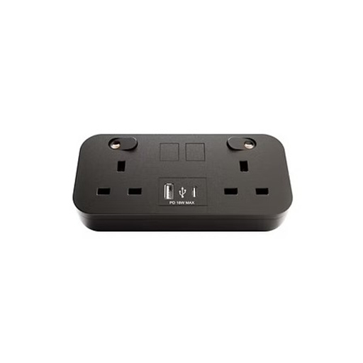 Datacel Black 2-way desktop charger with re-settable 3.15A fuses, 18W