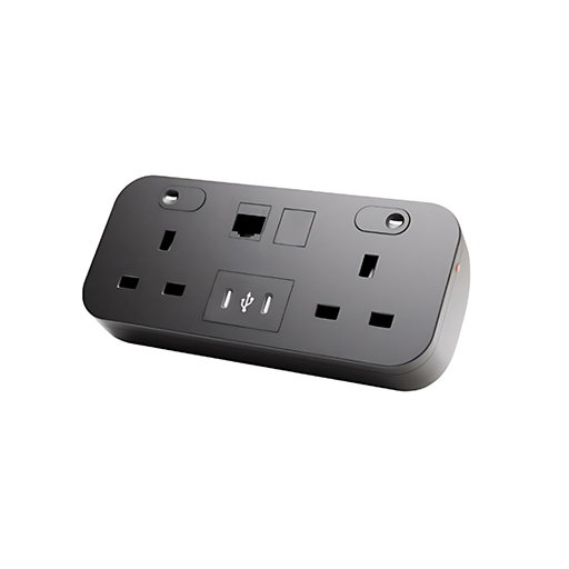 You Recently Viewed Datacel Black desktop with re-settable 3.15A fuses, 1x Cat 6A coupler, 65W Image