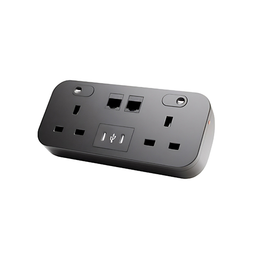 You Recently Viewed Datacel Black desktop charger with re-settable 3.15A fuses, 2x Cat 6A coupler, 65W Image