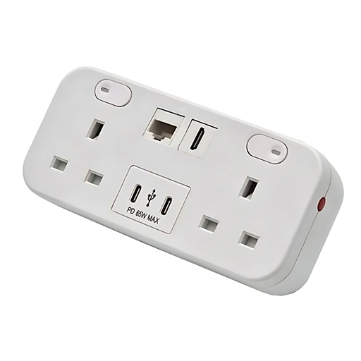 You Recently Viewed Datacel White desktop with re-settable 3.15A fuses, Cat 6A & HDMI, 65W Image