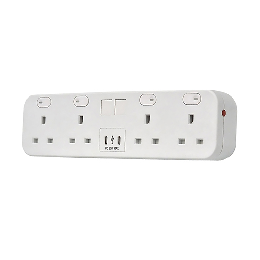 You Recently Viewed Datacel White 4-way desktop charger with re-settable 3.15A fuses Image