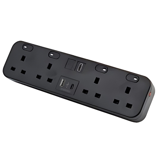 You Recently Viewed Datacel Black desktop with re-settable 3.15A fuses, 1x HDMI coupler, dual USB type A&C charger Image