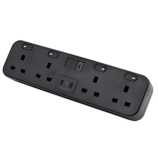 You Recently Viewed Datacel Black desktop with re-settable 3.15A fuses, 1x HDMI coupler, dual 65W USB type C charger Image