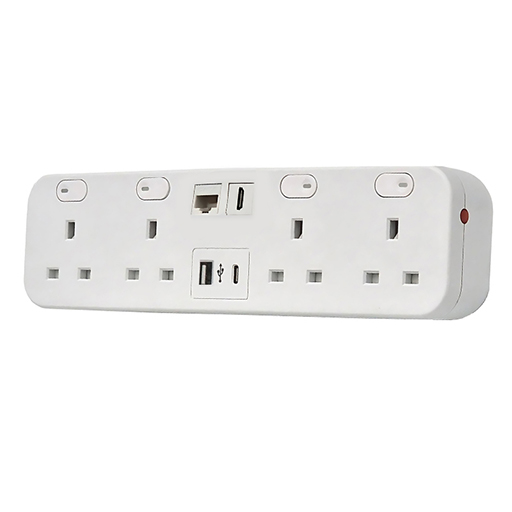 You Recently Viewed Datacel White desktop charger with re-settable 3.15A fuses, Cat 6 & HDMI, dual USB type A&C charger Image
