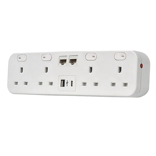 You Recently Viewed Datacel White desktop charger with re-settable 3.15A fuses, 2x Cat 6A coupler, dual USB type A&C cha Image