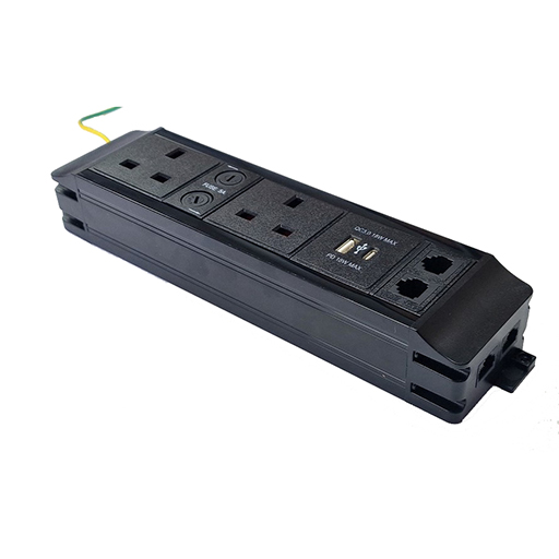 Datacel P-PACK 2/2DC 2x Ind. fused 5A sockets Under Desk Power Unit