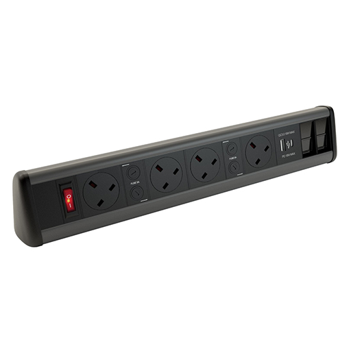 You Recently Viewed Datacel Black/Grey 4x ind. fused power, USB type A&C charger, 2x Cat 6 coupler, MS Image