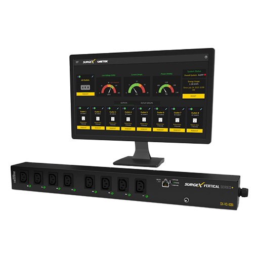 Surgex SX-VS-108i 8way Vertical Series+ IP SmartPDU optimizises rack space, vertical