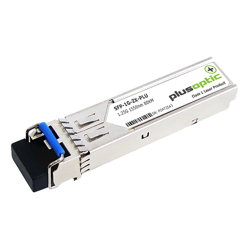 PlusOptic SFP-1G-ZX-PLU 1.25G, SFP, 1550nm, 80KM Transceiver,LC Connector for SMF with DOM