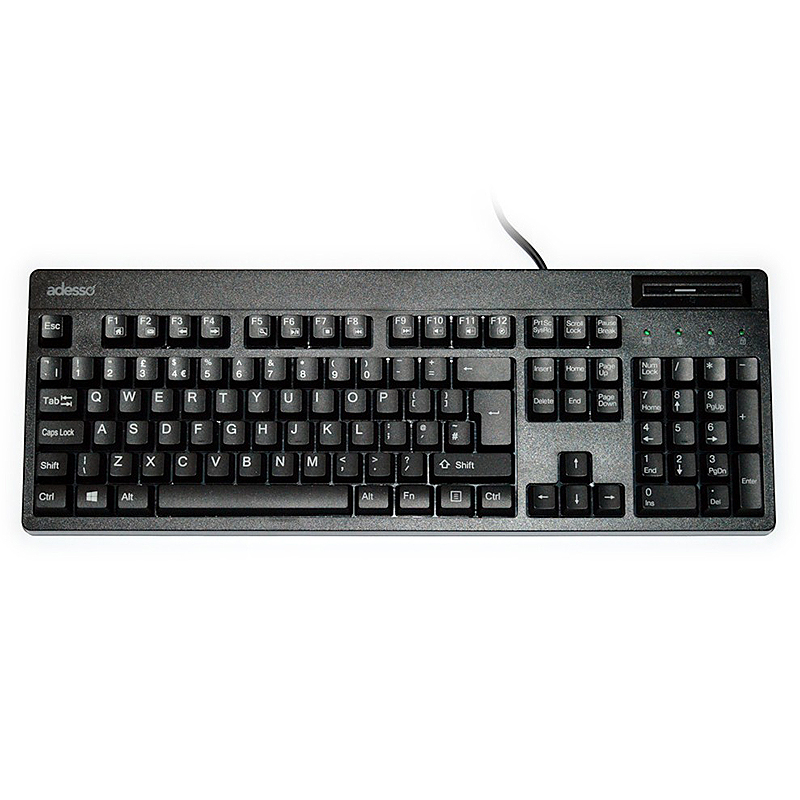 Adesso AKB-630SB-UK Smart Card Reader Keyboard - Wired Anti-Microbial Security