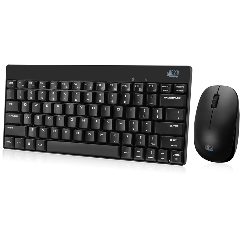 Adesso WKB-1100CB Keyboard & Mouse - English (US) - Wireless RF - Black