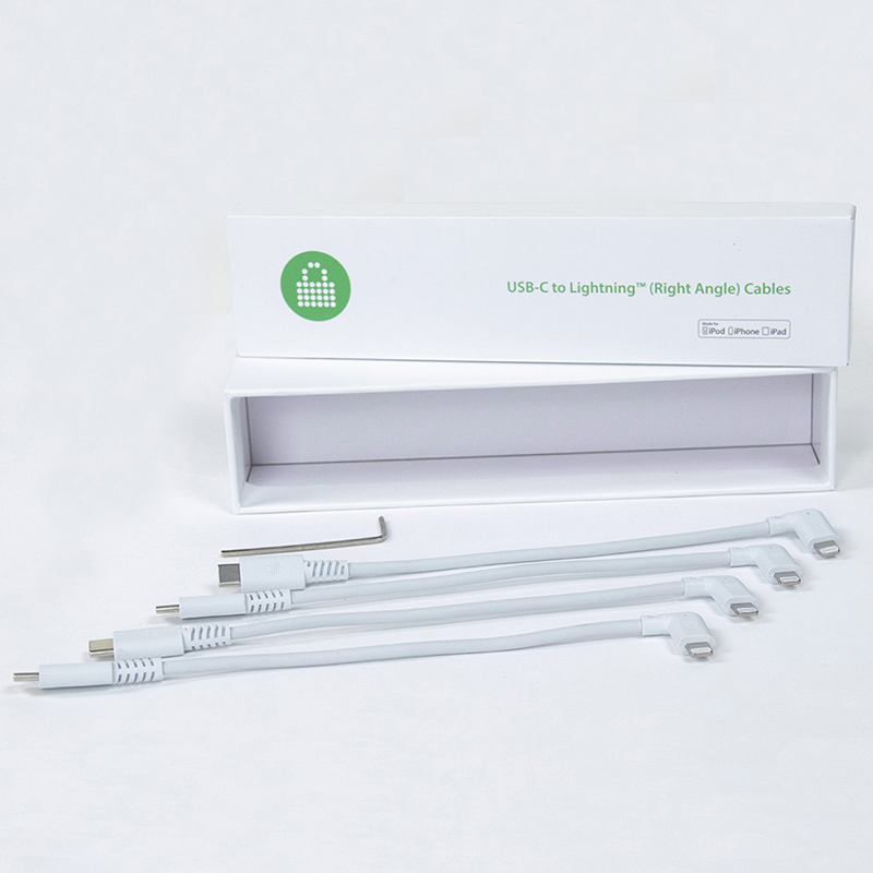LocknCharge LNC10591 USB-C to Lightning Cable with Right Angle (0.215m Set of 4)