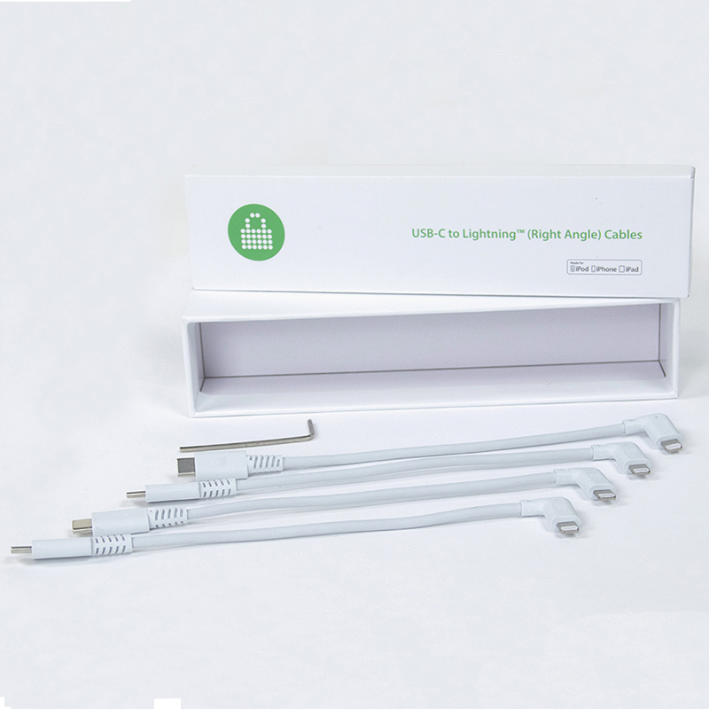 LocknCharge LNC10526 USB-C to MFI Lightning Cable with Right Angle (0.185m Set of 4)