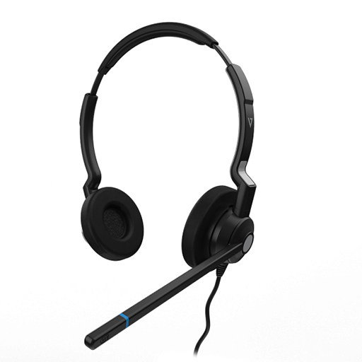 V7 HQ511 Quick Disconnect Call Center Headset, Wired On-ear, Over-the-head Stereo Headset