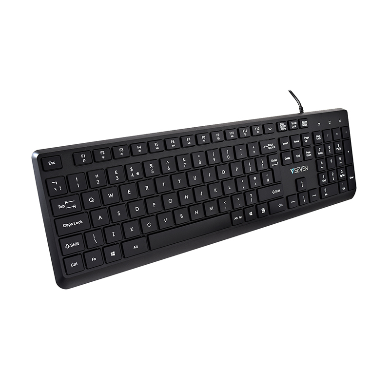 V7 KU350UK Keyboard - Full-size - Cable Connectivity - USB Interface - English(UK) - Black