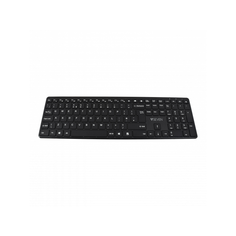V7 KW550UKBT Keyboard - Wireless - USB Interface - English (UK) - QWERTY Layout - Black