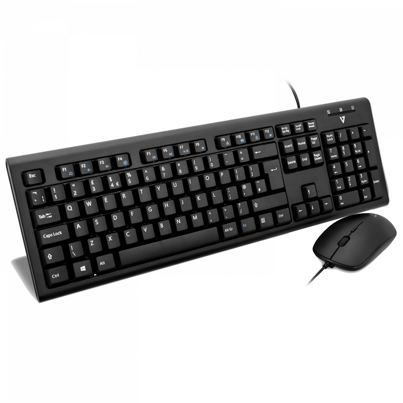 V7 CKU200UK Keyboard & Mouse - QWERTY - English (UK) - Black