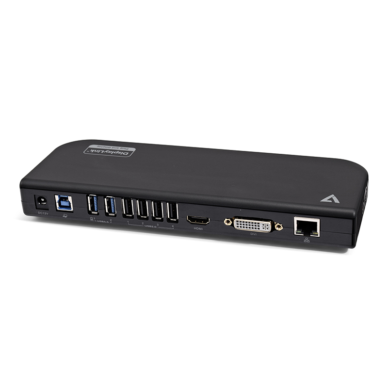 V7 UDDS2 USB 3.0  Dual Docking Station - Black 