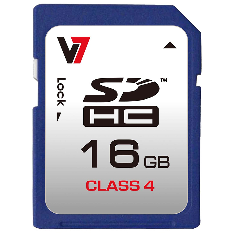 V7 VASDH16GCL4R-2E 16 GB Class 4 SDHC, Memory Card - 5 Year Warranty