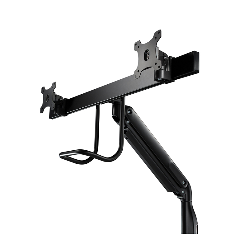 V7 DM1HDD Dual Monitor Heavy Duty Gas Spring Bar Mount - Matte Black - Height Adjustable 
