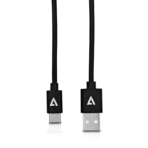 V7 V7U2AC-2M-BLK-1E Black USB Cable USB 2.0 A Male to USB-C Male 2m 6.6ft