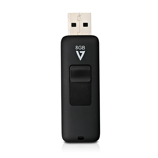 V7 VF28GAR-3E 8 GB USB 2.0 Flash Drive - Black - 5 Year Warranty