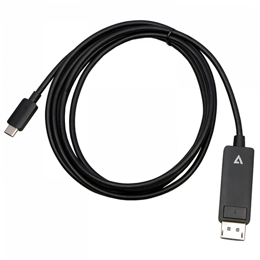 V7 V7USBCDP14-2M USB-C Male to DisplayPort 1.4 Male 32.4Gbps 8K/4K UHD, video cable adapter