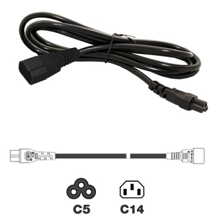 You Recently Viewed 2m IEC C14 (M) - IEC C5 Clover Leaf (F) Power Cable, Black Image