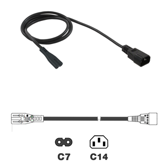 You Recently Viewed 2m IEC C14 (M) - IEC C7 (Figure 8) (F) Power Cable, Black Image
