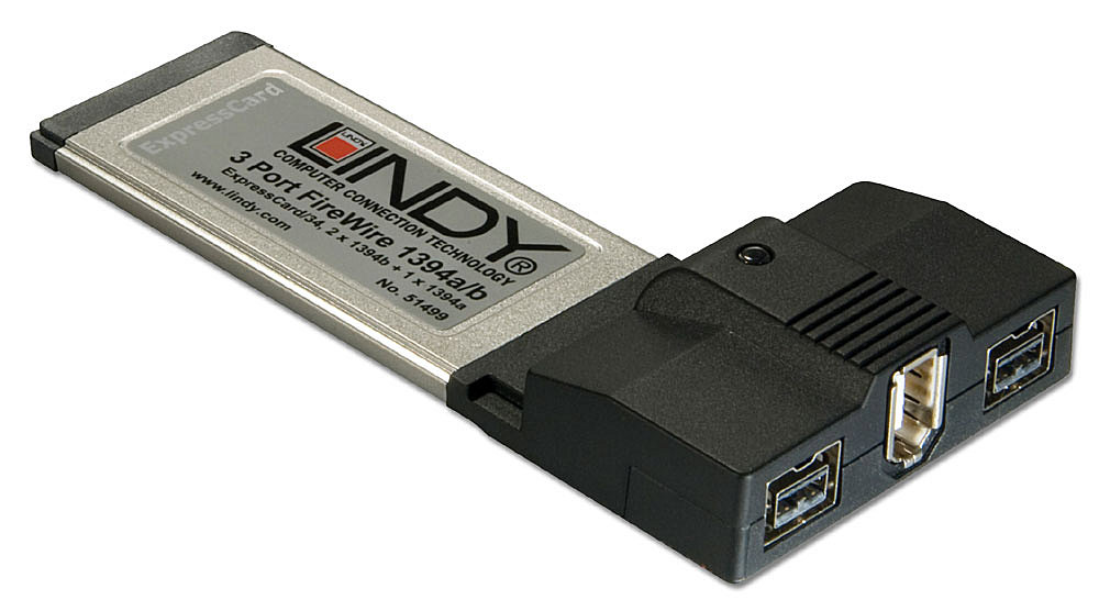 You Recently Viewed Lindy 51499 FireWire 400 & 800 Card - 3 Port. ExpressCard/34 Image