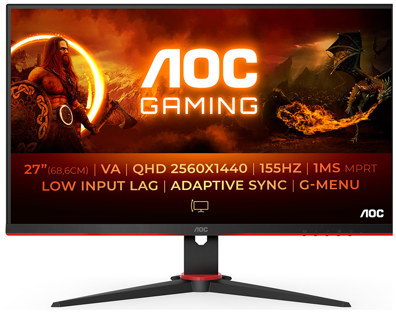 AOC G2 Q27G2E/BK 27in Quad HD Monitor 2560 x 1440 pixels Black, Red