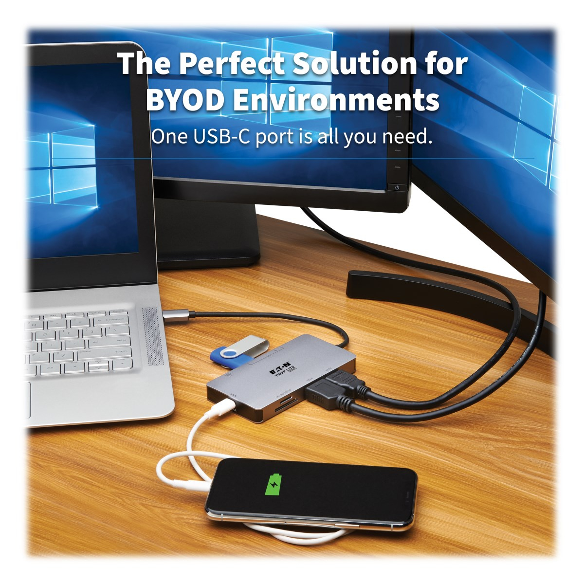 Eaton U442-DOCK8G-GG USB-C Dock, Dual Display - 4K HDMI, USB 3.2 Gen 1, USB-A Hub, GbE, GY