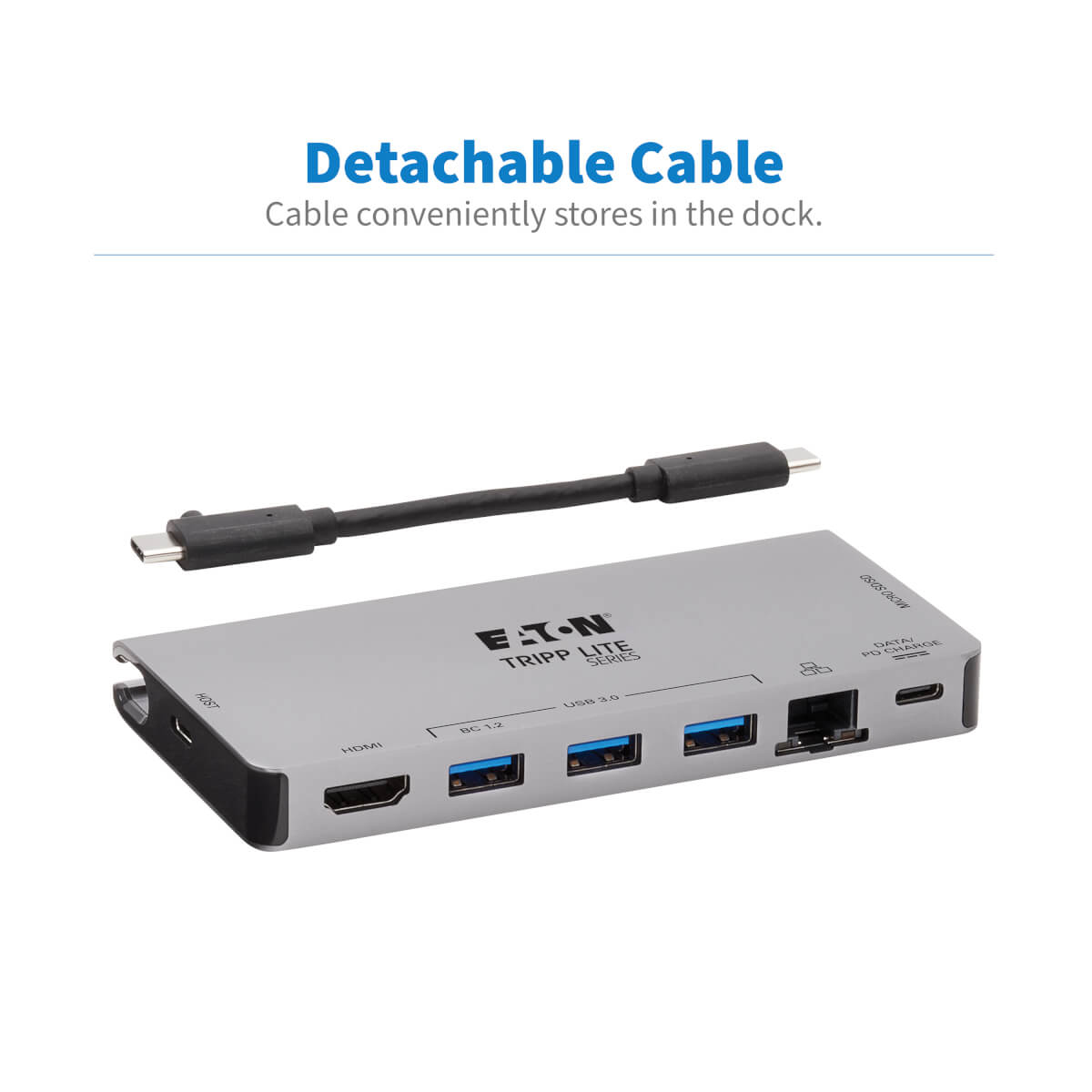Eaton U442-DOCK5D-GY USB-C Dock - 4K HDMI, USB 3.2 Gen 1, USB-A Hub, GbE, Memory Card