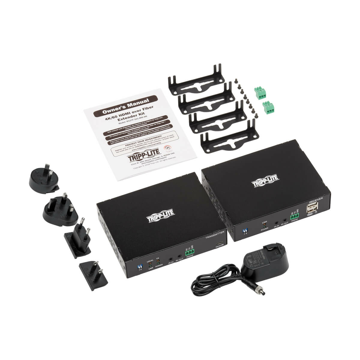 Eaton B127F-1A1-MM-HH HDMI over Fiber Extender Kit, Transmitter/Receiver, Multimode LC