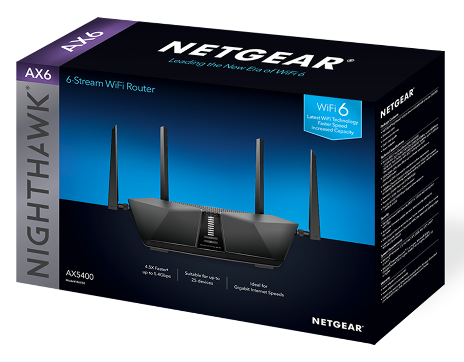Netgear RAX50 Nighthawk AX6 6-Stream Wi-Fi 6 Router