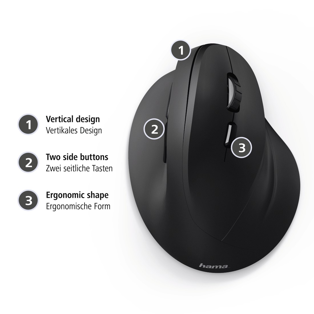 Hama Ergonomic EMW-500 Vertical 6-Button Wireless Mouse