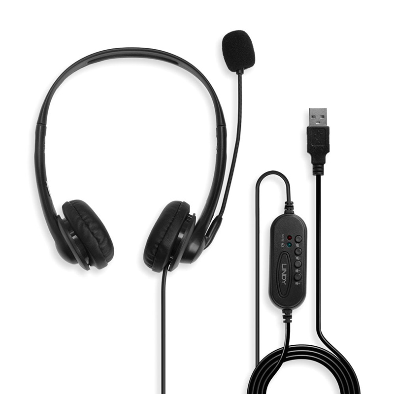 Lindy USB Wired Headset with In-Line Control