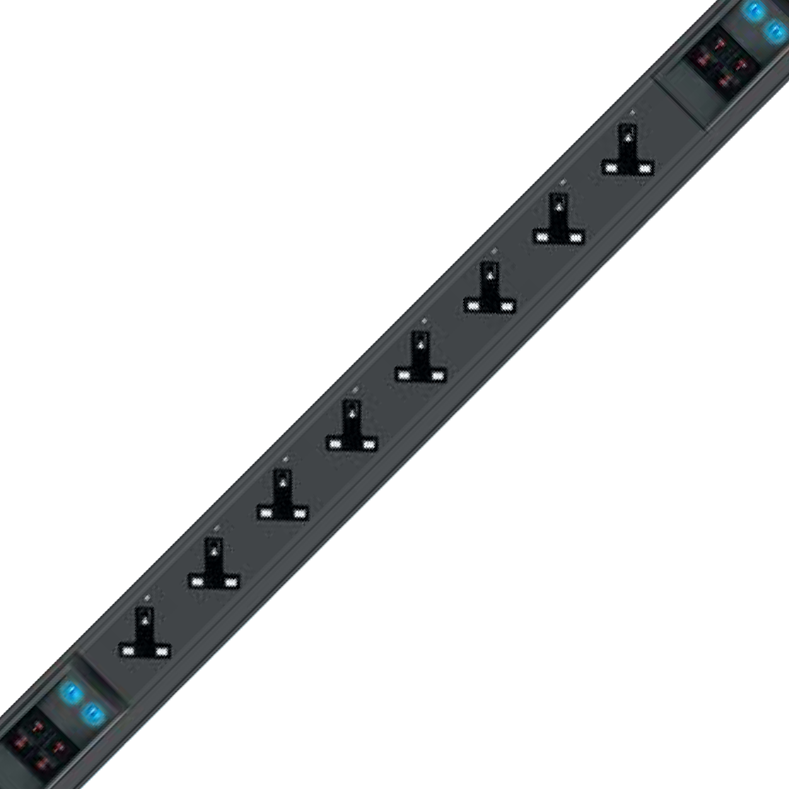 Austin Hughes 1 Phase Basic Vertical PDU, UK 45° Sockets, 230V, 3m Cord