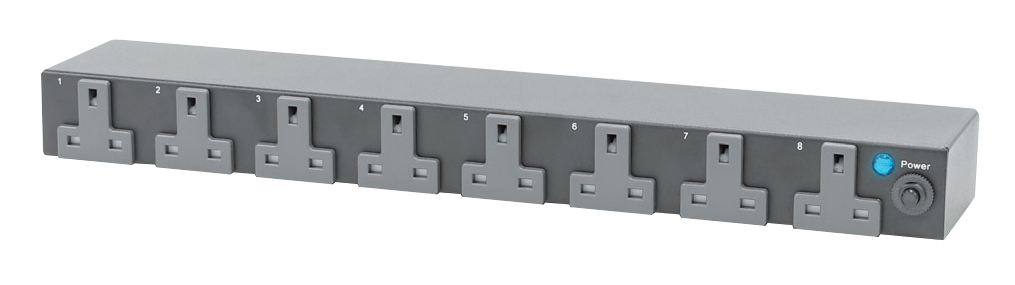Austin Hughes 1 Phase Basic Horizontal PDU, UK 90° Sockets, 230V, 3m Cord